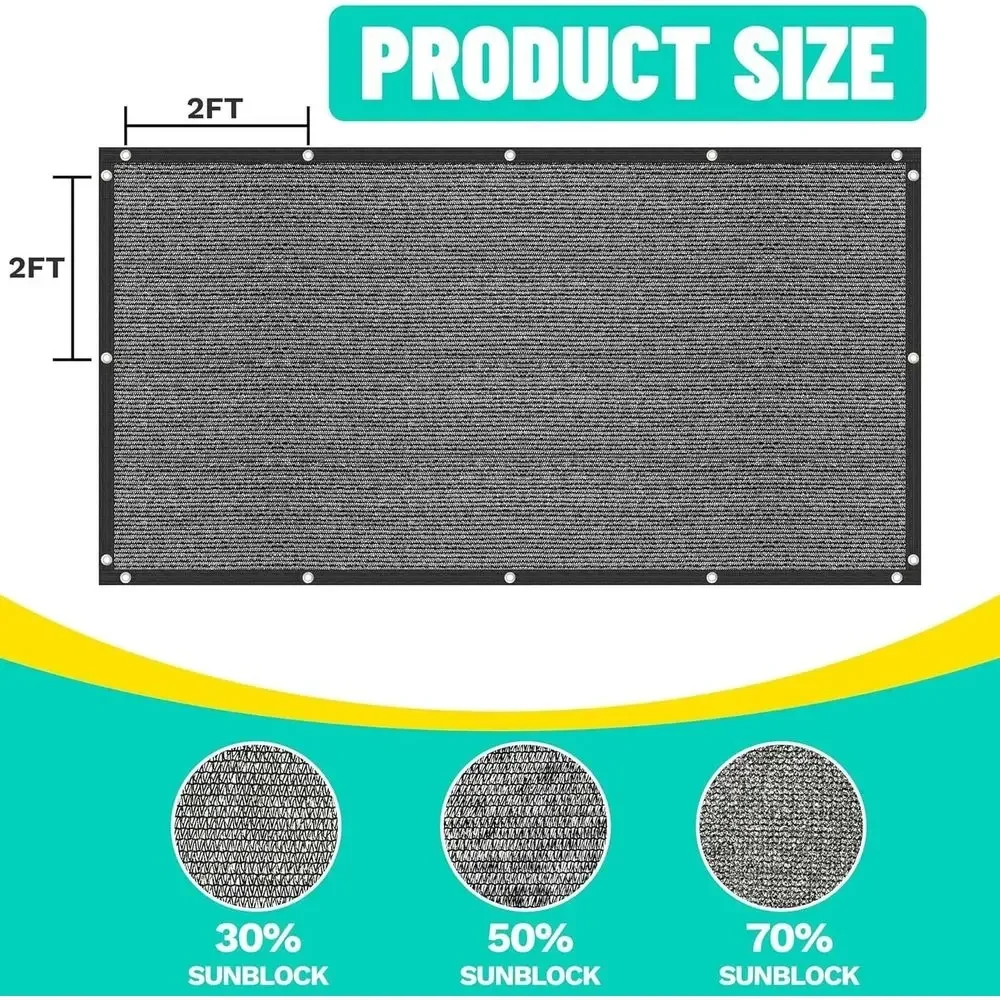 Custom 50% Black Shade Mesh Tarp, 8ft x 61ft, Grommets Included, Ideal for Patio, Plant Shade, Greenhouse, Pergola, Chicken Coop