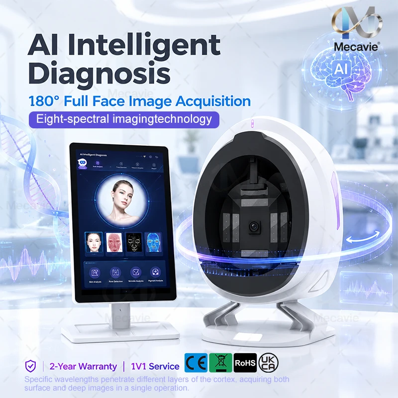 AI Skin Diagnostic Analyzer 36MP HD Camera 8 Spectrum Deep Layer Skin Detection 5s Fast Test Skin Tester for Medical Aesthetic