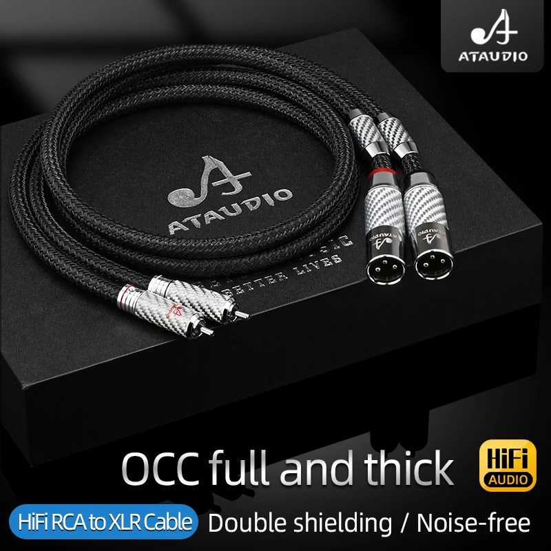 Imagem -04 - Ataudio-rca para Cabo de Áudio Xlr 7n Occ Core Fibra de Carbono Ródio Chapeado 2rca Macho para 2xlr Jack para Alto-falante Amplificador Mixer