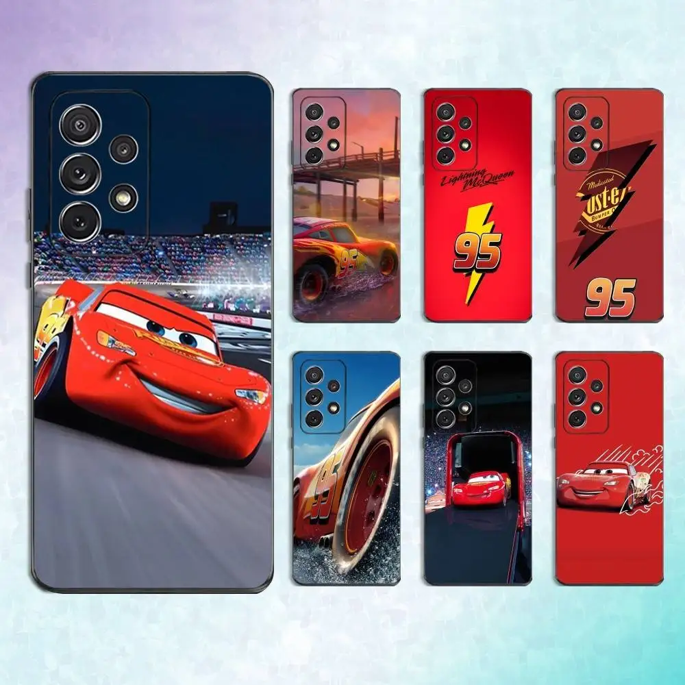 

Red M-McQueen-95 Flash Car Phone Case For Samsung S25,S24,S23,S22,S21,S20,S10,Ultra,Plus,Lite,FE,Soft Silicone Black Cover