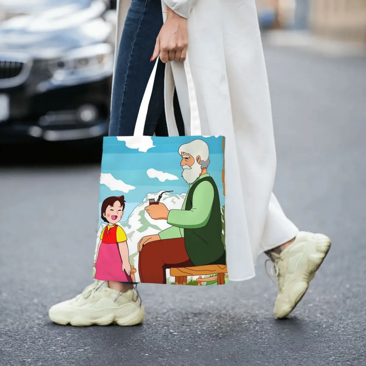 Heidi sacolas de compras de lona, sacola reutilizável para mulheres, bolsa de ombro, bolsa de viagem