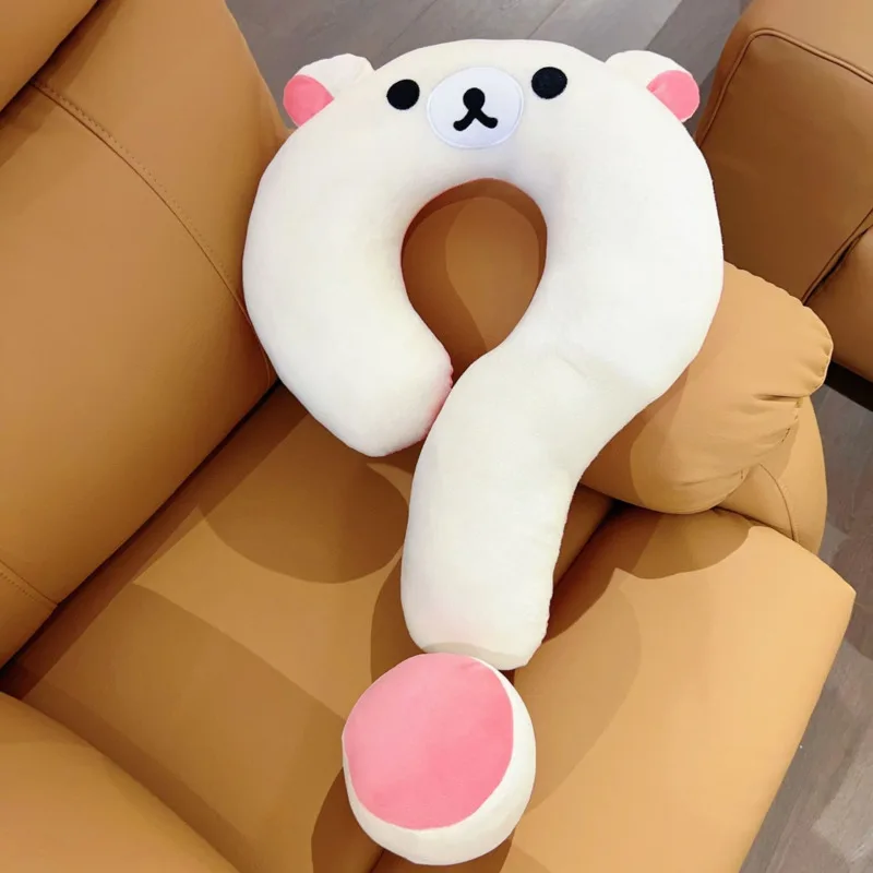 Pillow Bear Rilakkuma Cushion Soft Cartoon Question Mark Neck Travel Headrest Sofa Office Nap Sleep Cushion Gift For Kids Adults