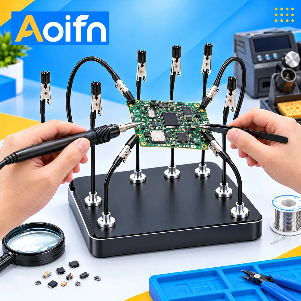 Aoifn 2~20PCS Magnetic Soldering Helping Hands, Flexible PCB Holder with Alligator Clips & Storage Box for Electronic Repair DIY