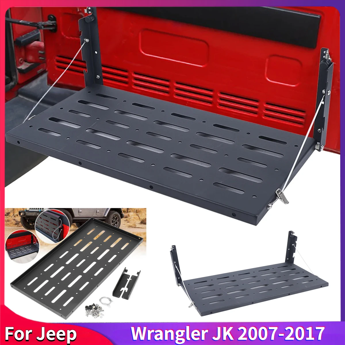 

For Jeep Wrangler JK 2007-2017 Car Tailgate Table Rear Door Foldable Shelf Cargo Luggage Storage Rack Accessories Auto Parts