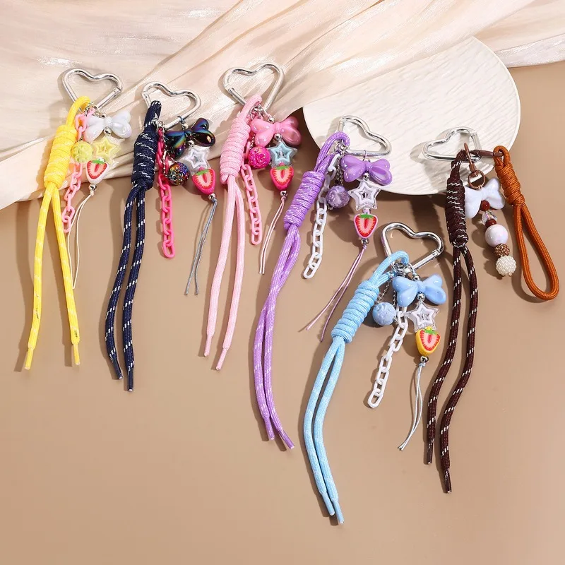 Colorful dopamine hand woven lanyard, fashionable, sweet and versatile bag lanyard, keychain braided rope