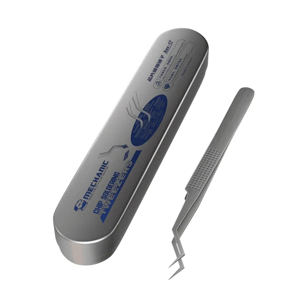 MECHANIC Aax-17 ステンレス鋼錫位置決めピンセット IC チップ修理用錫線の正確なクランプ滑り止め耐摩耗性