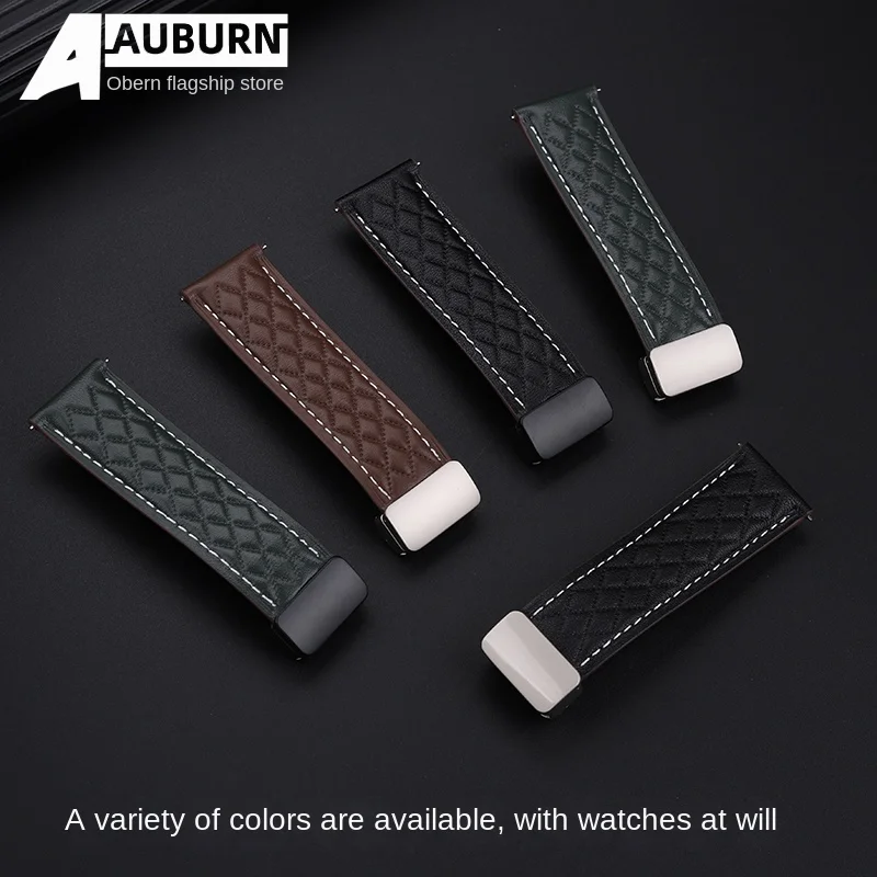 Advanced plaid for TAG HEUER leather strap Carrera Monaco Heritage 6 Aquaracer watch strap Wristband parts Green Men's 20/22mm