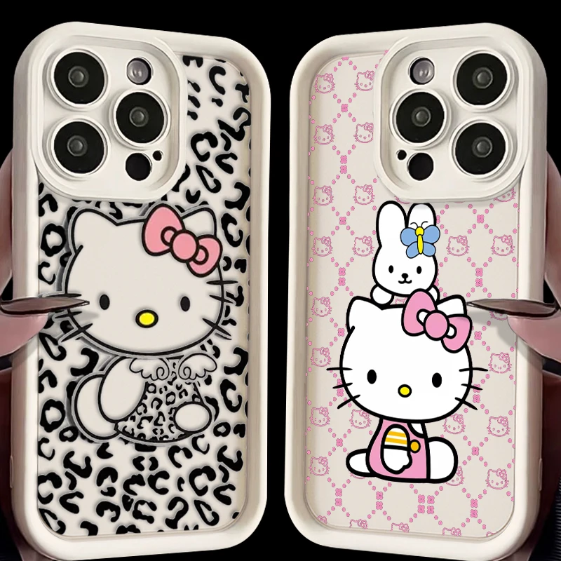 Hello Kitty Kawaii Cat For iPhone 15 14 13 12 11 Pro Max XS Max X XR 7 8 Plus 6S Eye Ladder Phone Case