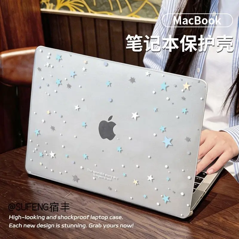 Korean Star Blue Case for Macbook Air Air 13.6 15 M5 M1 Pro 14 M4 M3 16 M2 Mac Crystal Clear Cover A2681 A3113 A2442 A2941 Slim