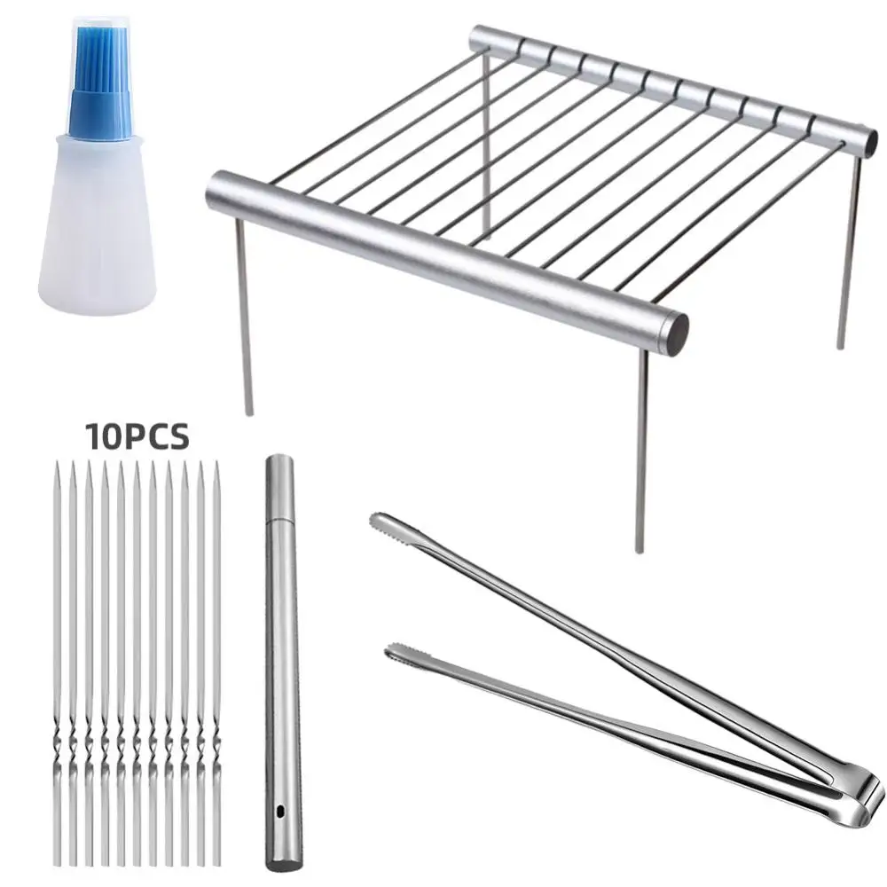 Grilling Fork Solid Convenient And Versatile Durable Fine Sanding Anti-corrosion Outdoor Cooking Storage Tube Portable Bbq Tongs