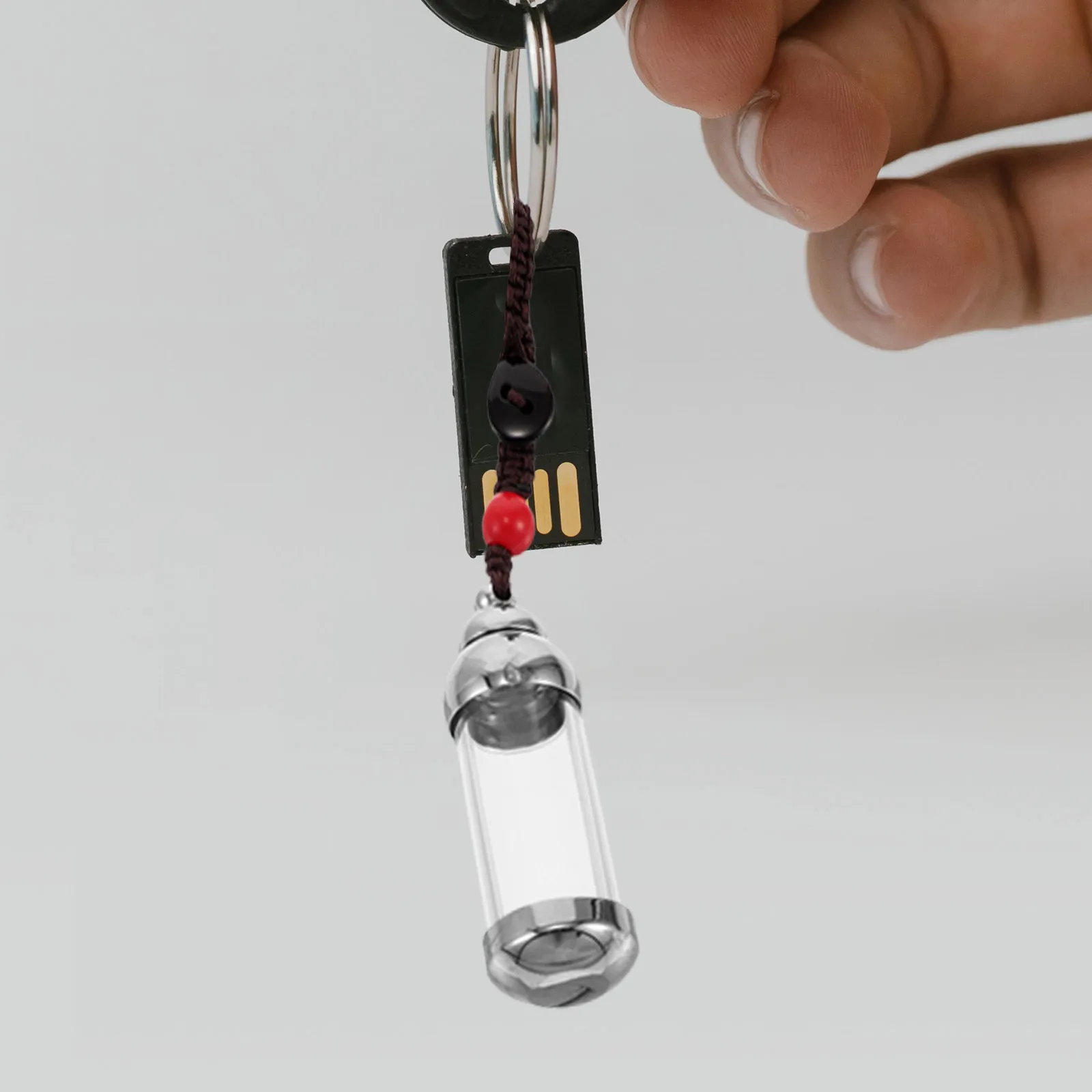 

Empty Bottle Photo Box Keychain Pendant Decorative Jars Fetal Hairs Tiny Glass Storage Vials Mini Clear Containers Keepsake