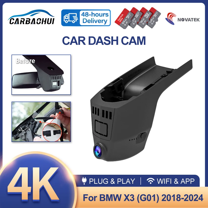 

Car DVR for BMW X3 M iX3 G01 2024 2023 2022 2021 2020 2018, Plug and Play Dash Cam 4K Camera Video Recorder Dashcam Accessories