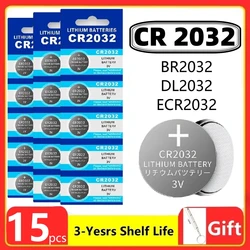 Bateria de 3V Lithium Button Cell, CR2032, Relógio, Brinquedo, Calculadora, Carro, Controle Remoto, Coin Cell, 2-60Pcs