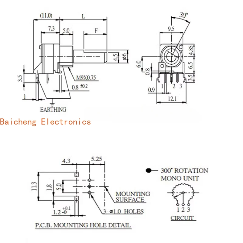 Immagine 3: Potenziometro di precisione a collegamento singolo da 10 pezzi RD901F-B10K100K A250K mezzo albero 15