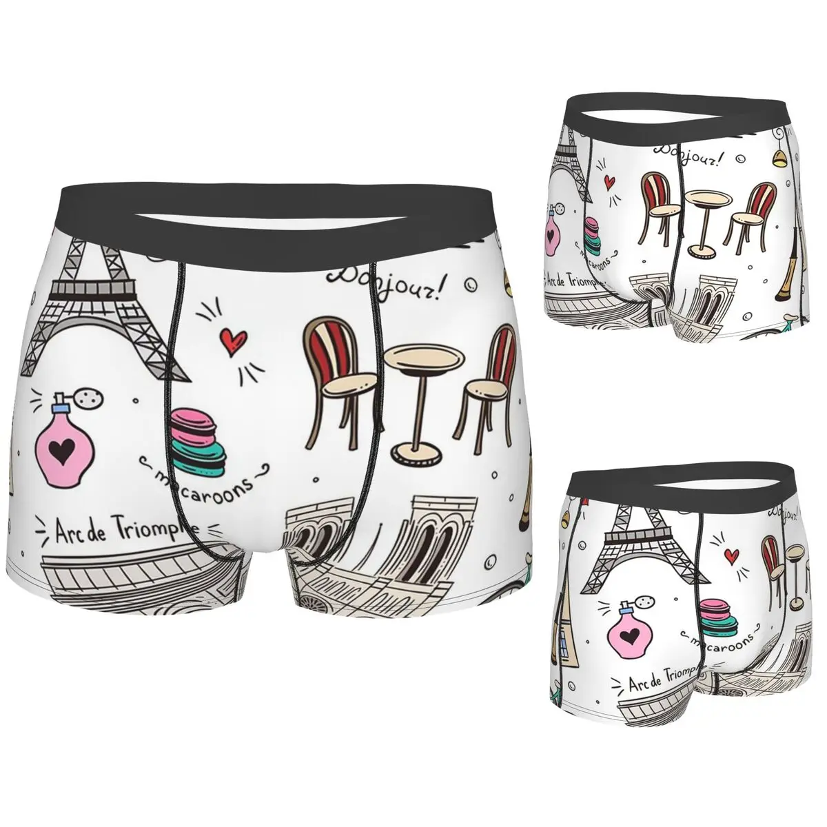 

Трусы-боксеры, шорты с парижским узором, цветные трусики, мужское дышащее нижнее белье для мужчин, подарок бойфренду