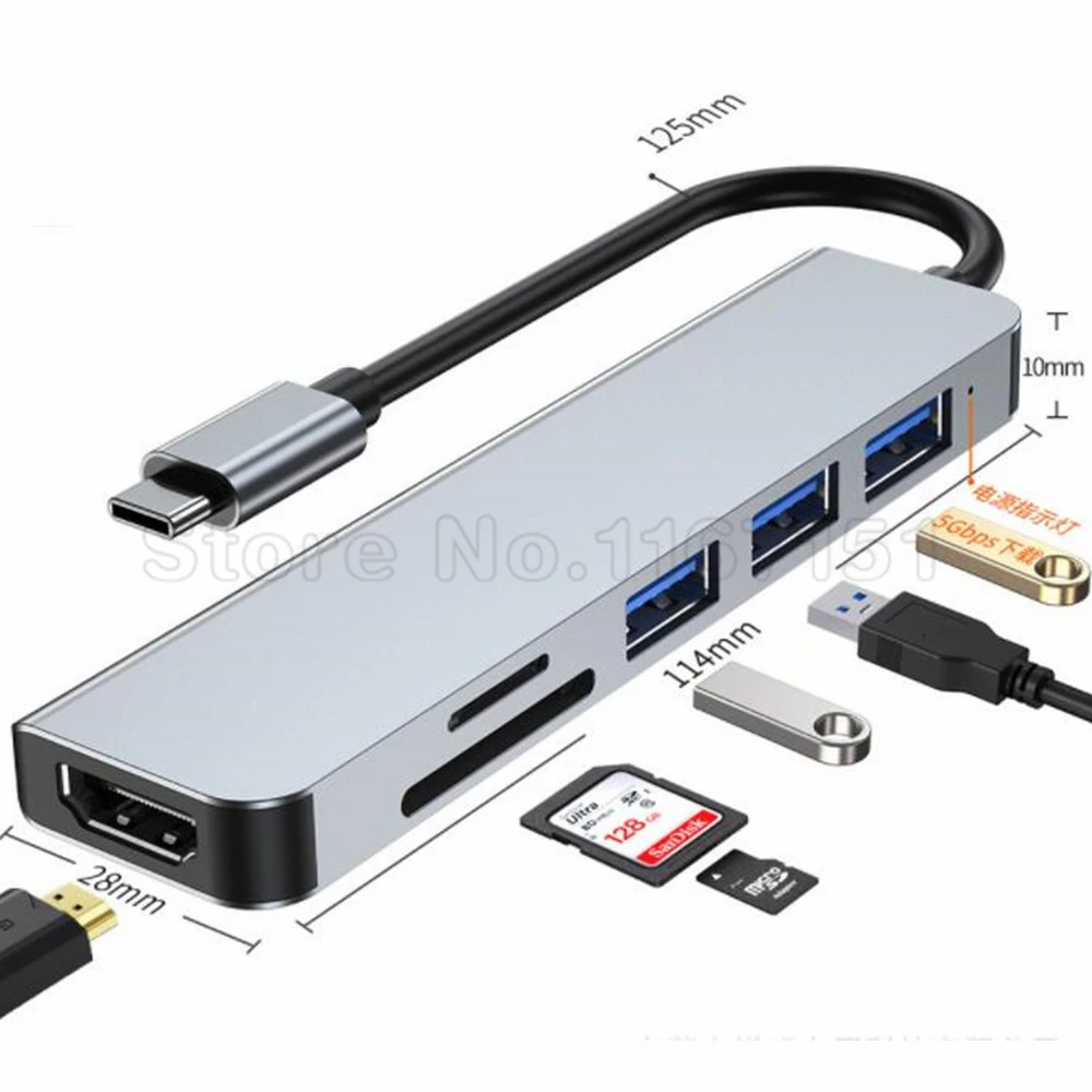 Type C to 4K HDMI-compatible USB C 3.0 2.0 Dock SD TF Card Reader Adapter for MacBook Samsung S21 Dex Xiaomi 10 HDTV