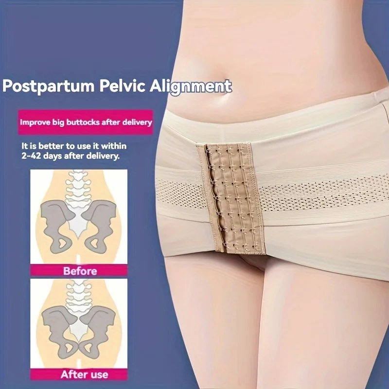 Cinturón de corrección pélvica posparto, cinturón pélvico con sello de cintura con hebilla frontal, levantamiento de cadera y cinturón abdominal, cinturón de elevación de cadera de una pieza