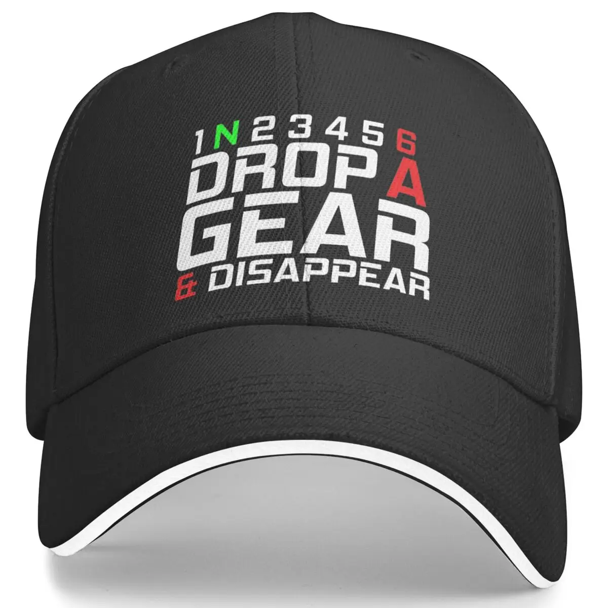 1N23456 Drop A Gear And Disappear Casual Baseball Cap Summer Motorcycle Trucker Hat High Quality Hats Men y2k Retro Baseball Cap