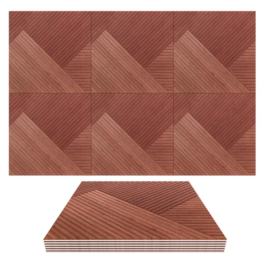 6 Pannelli Fonoassorbenti Autoadesivi Effetto Legno, 60x60 cm, Piastrelle in Poliestere Ignifugo per Studio e Ufficio