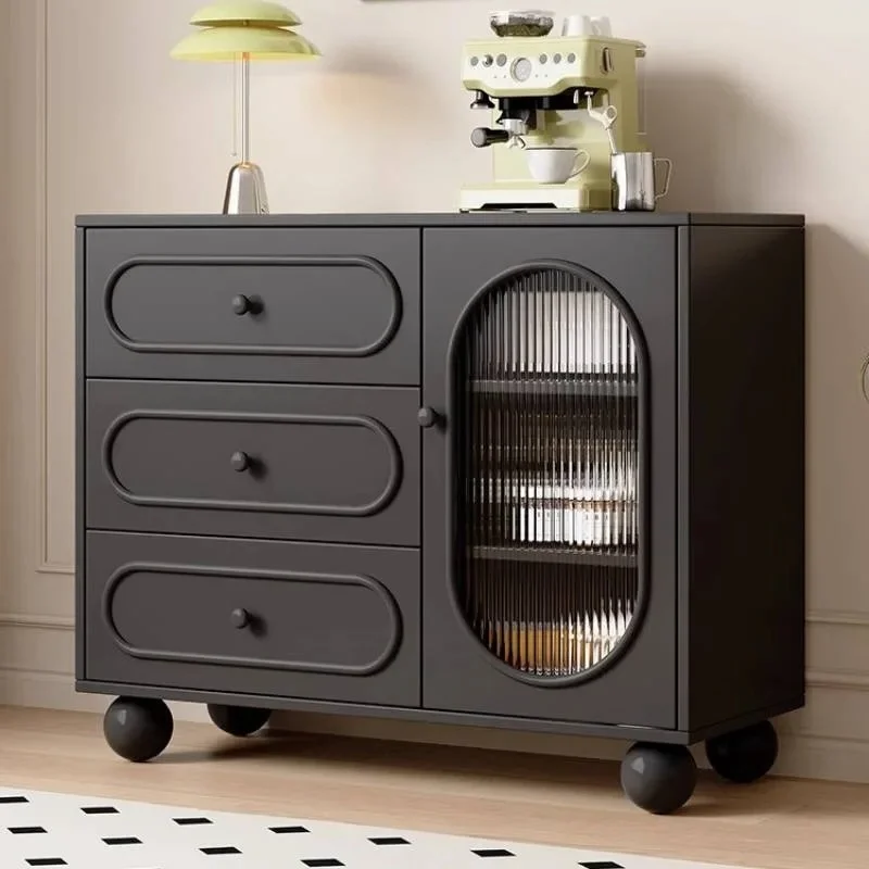 Rustic Black Living Room Cabinets Glass Dustproof French Display Living Room Cabinets Display Meuble Rangement Furniture Home
