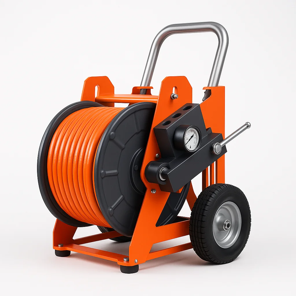 Heavy Duty Retractable High-pressure Garden Water Pipe Drum Trolley Bracket, High-pressure Sewer Dredging Machine HoseAR