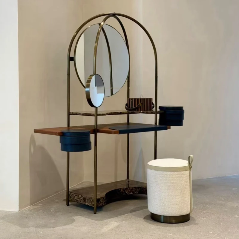 Italian light luxury dresser creative designer modern solid wood makeup table with mirror household