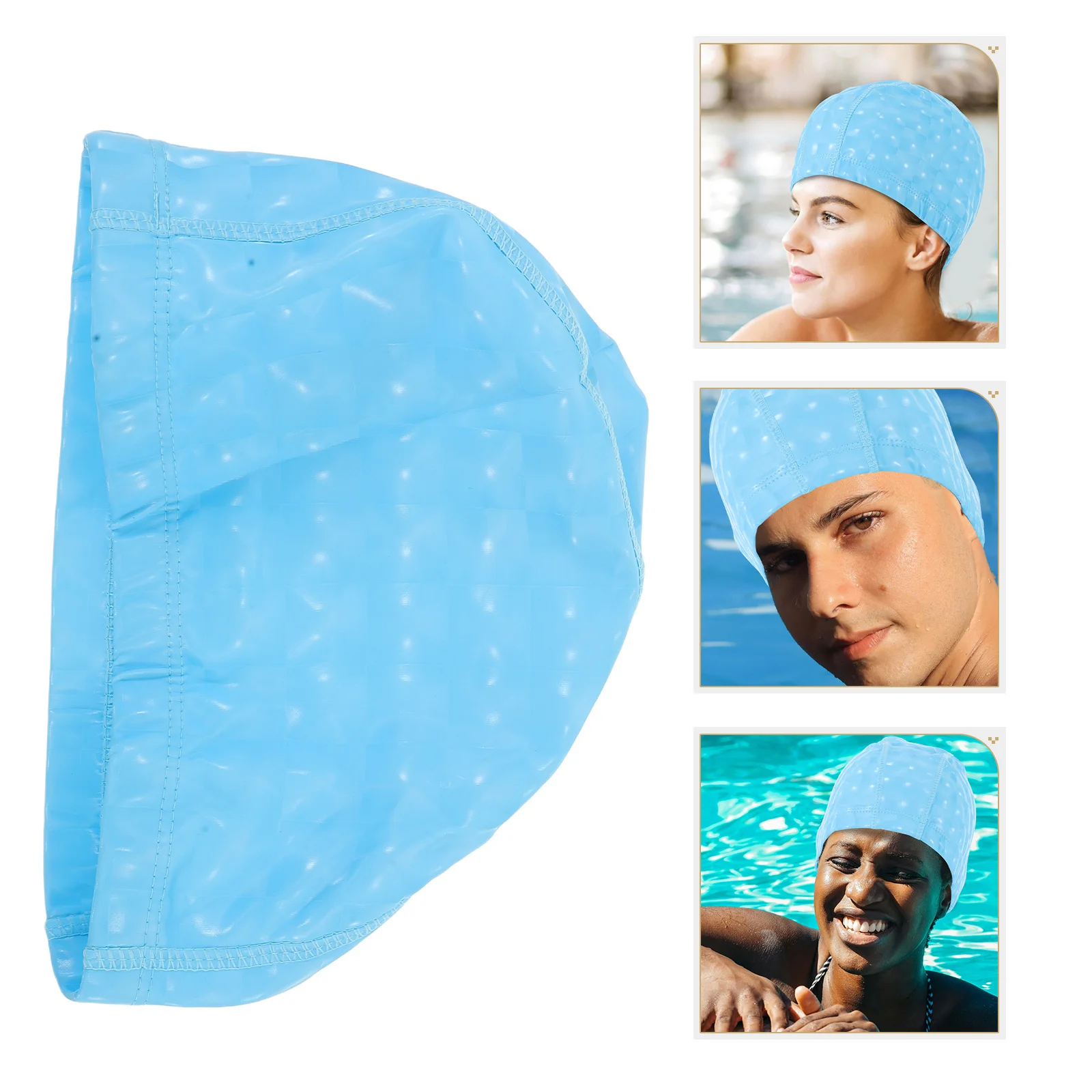 

Pearl Waterproof Swimming Cap Pool Men's Outdoor Comfortable Hat Pu Elastic Caps