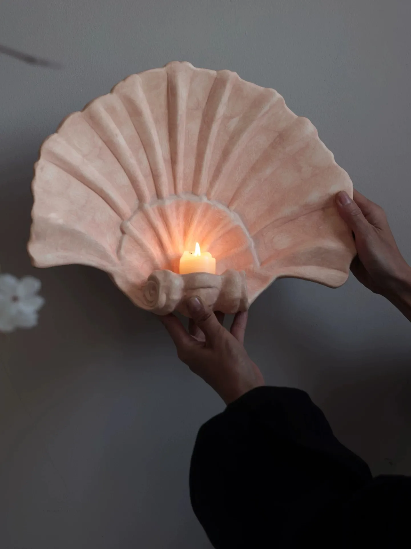 Shell Ceramic Wall Mounted Aromatherapy Candle Holder Wall Art Decor for Living Room Entrance Homestay Wall Ornament