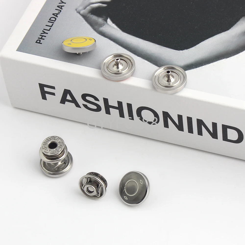 4-10-50PCS 15x10mm Stainless Steel Metal Round Buttons For Passport Holder Purse Bags Hand-Press Die Rivet Buckle Accessories