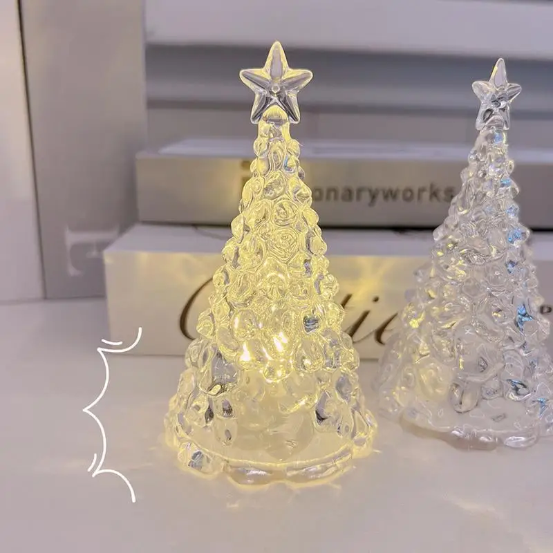 Christmas Tree Night Lamp Desktop Battery Powered Tree Night Light Crystal Table Lamp Festive Night Light Home Decor For Bedroom