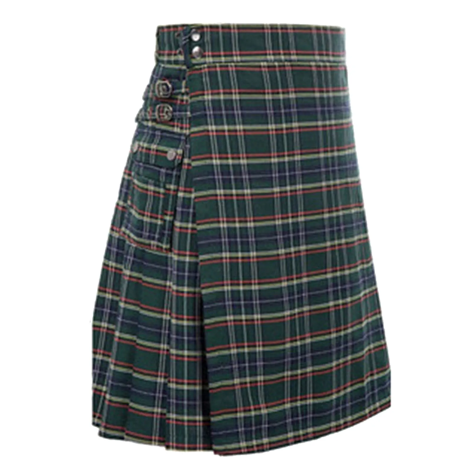 

2022 Men's Scottish Style Plaid Contrast Color Pleated Skirt Traditional Medieval Personality Scottish Kilts Check Pattern Skirt