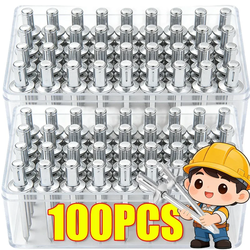 50/100pcs Pop Folding Blind Rivet Aluminum Alloy Rivet Bolt Steel Shank Mandrel Exhaust Rivets Fasteners Household Hardware