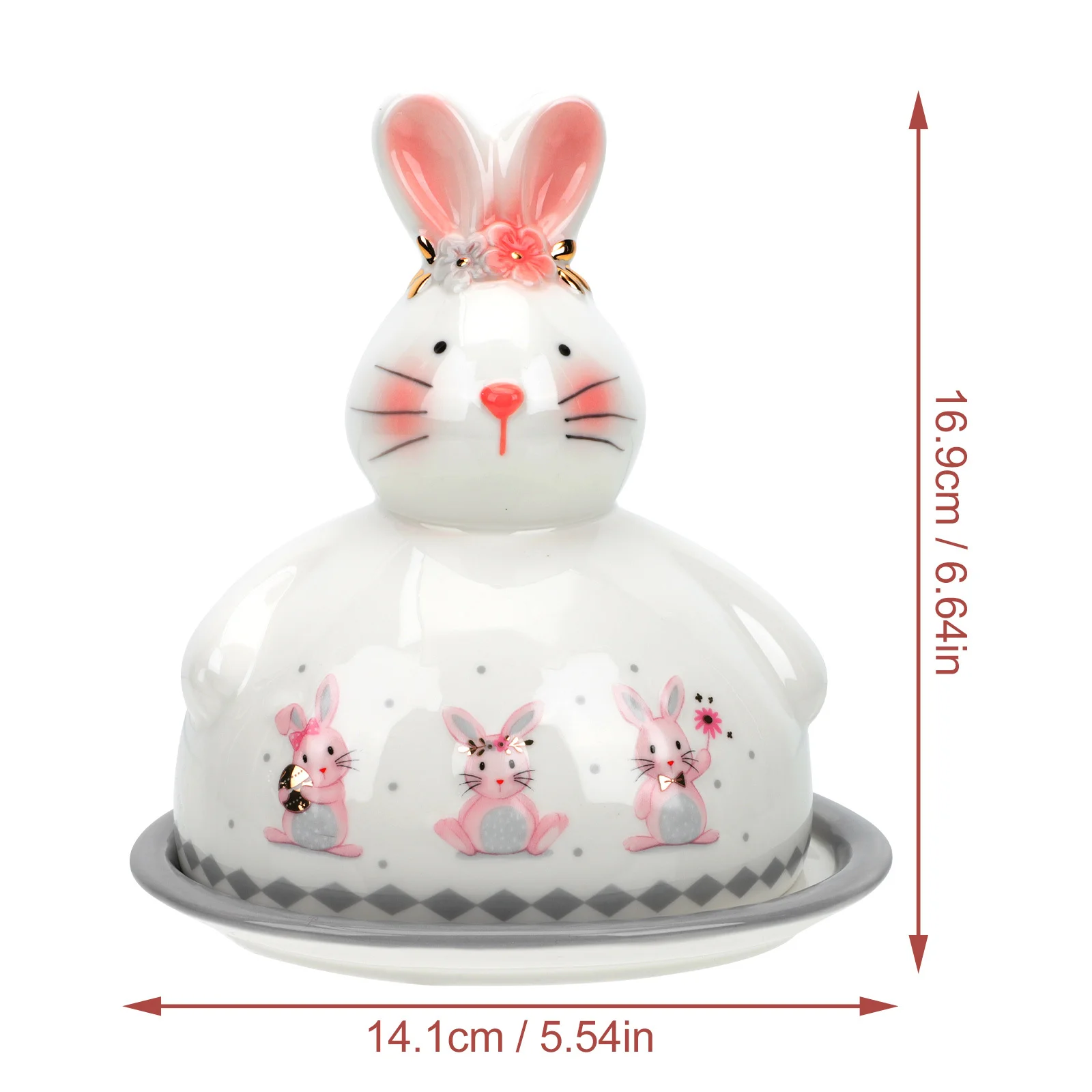 

Ceramic Butter Container Lovely Rabbit Shape Butter Tray for Home Snack Dessert Storage with Airtight Cover Premium Smooth