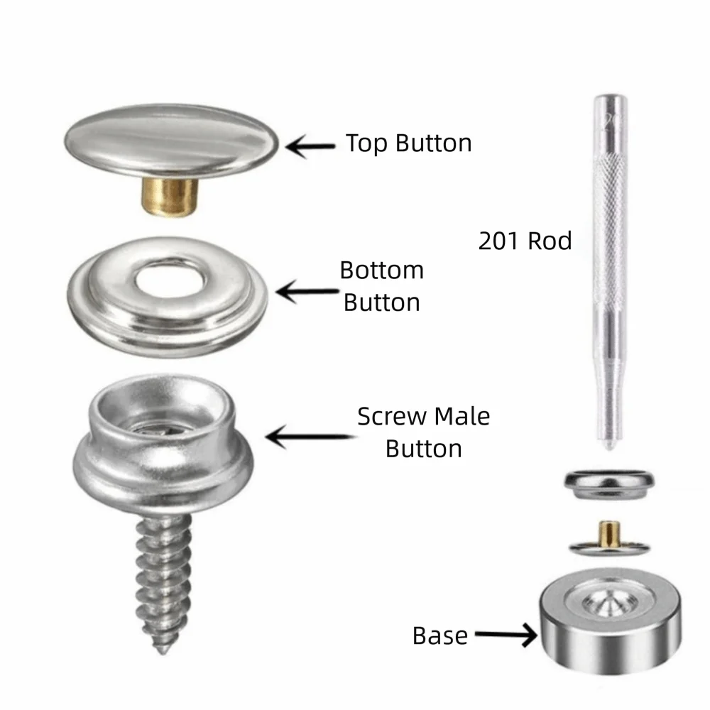 

Кнопка с защелкой из нержавеющей стали, размер 15 мм, инструмент для установки крышки лодки морского класса, инструмент в комплекте 3/8 дюйма