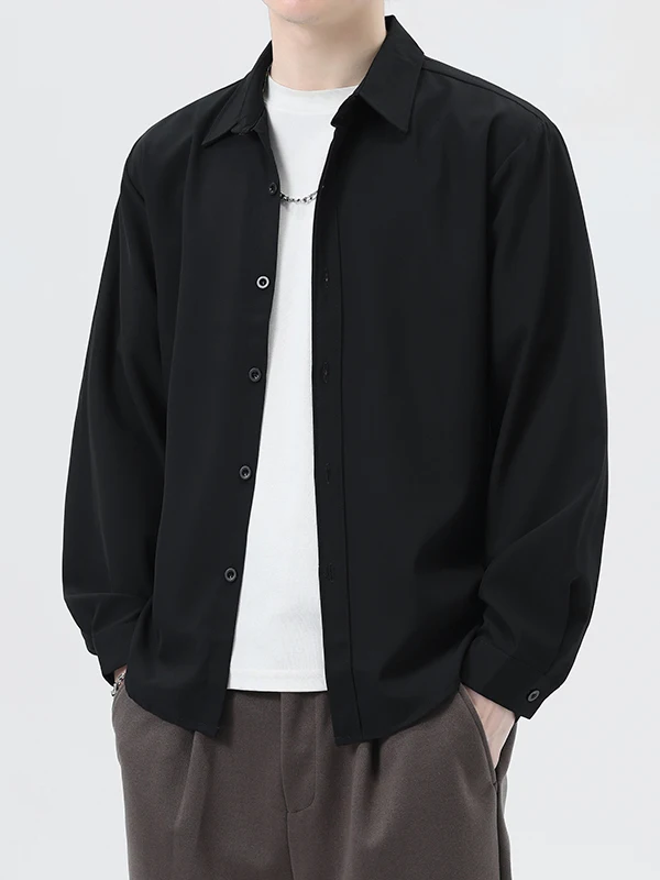 

American Retro Long Sve irt Loose Casual Collar Men's Autumn Winter Trendy Brand Outerwear Comfortable Stand Fit irt