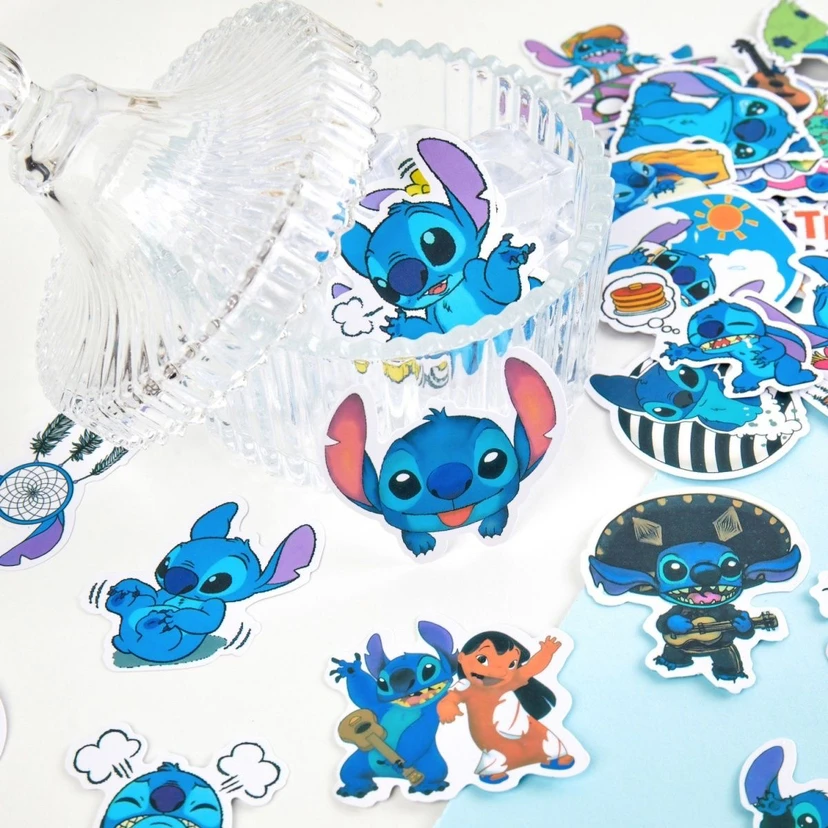 100PCS Disney Stitch Stickers Anime Decal Skateboard Laptop Motorcycle Guitar Cute Kawaii Cartoon Movie Sticker Pack Kids Toy