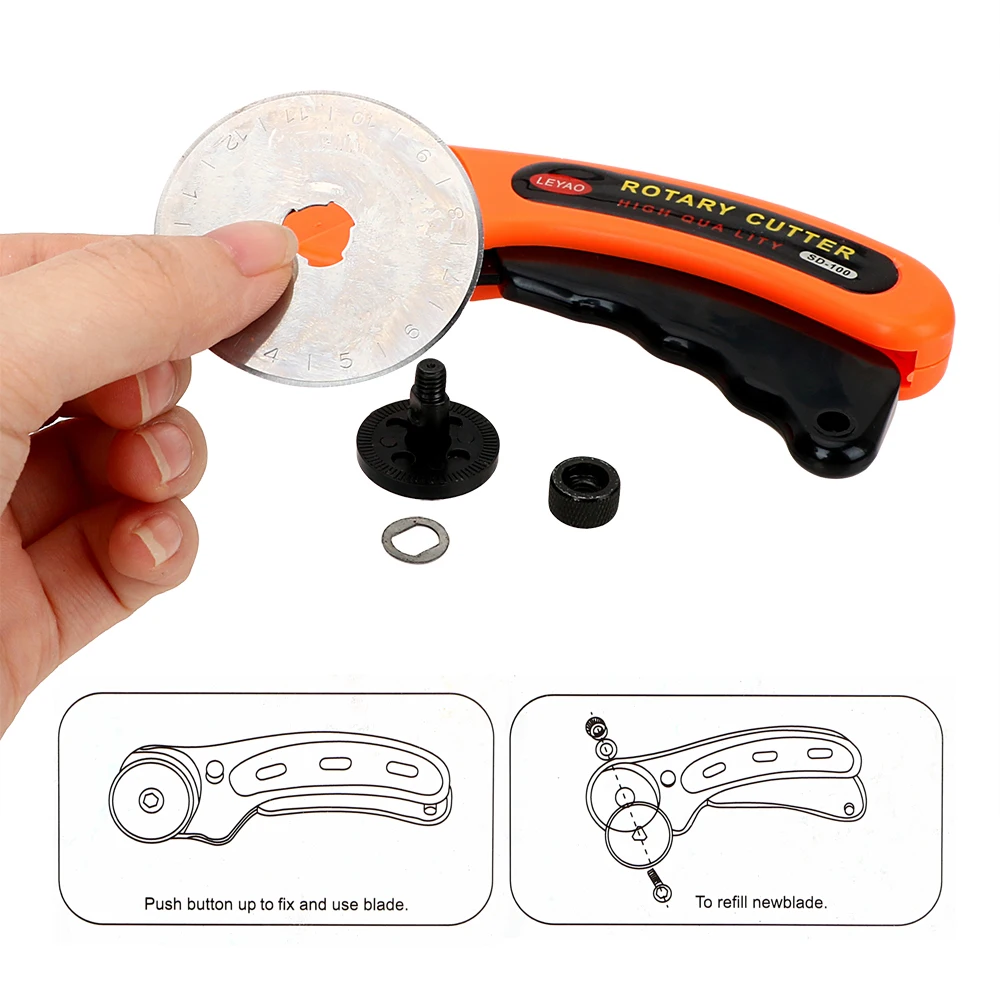 45mm Blade Sharp Cloth Cutter Round Hob Premium Quilters Sewing Cuts Fabric Leather Paper Vinyl Etc Rotary Cutter