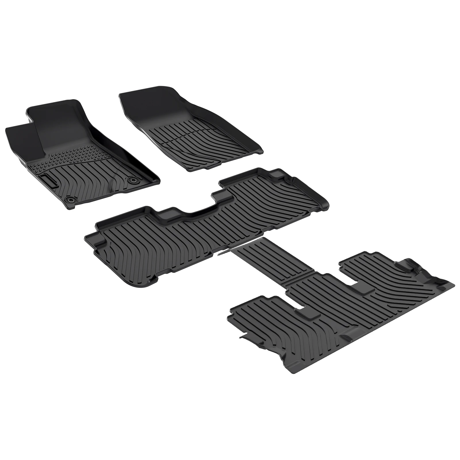 مجموعة من 3 صفوف من سجادات أرضية السيارة المطاطية TPE لسيارة تويوتا هايلاندر، الهجين 2014-2019