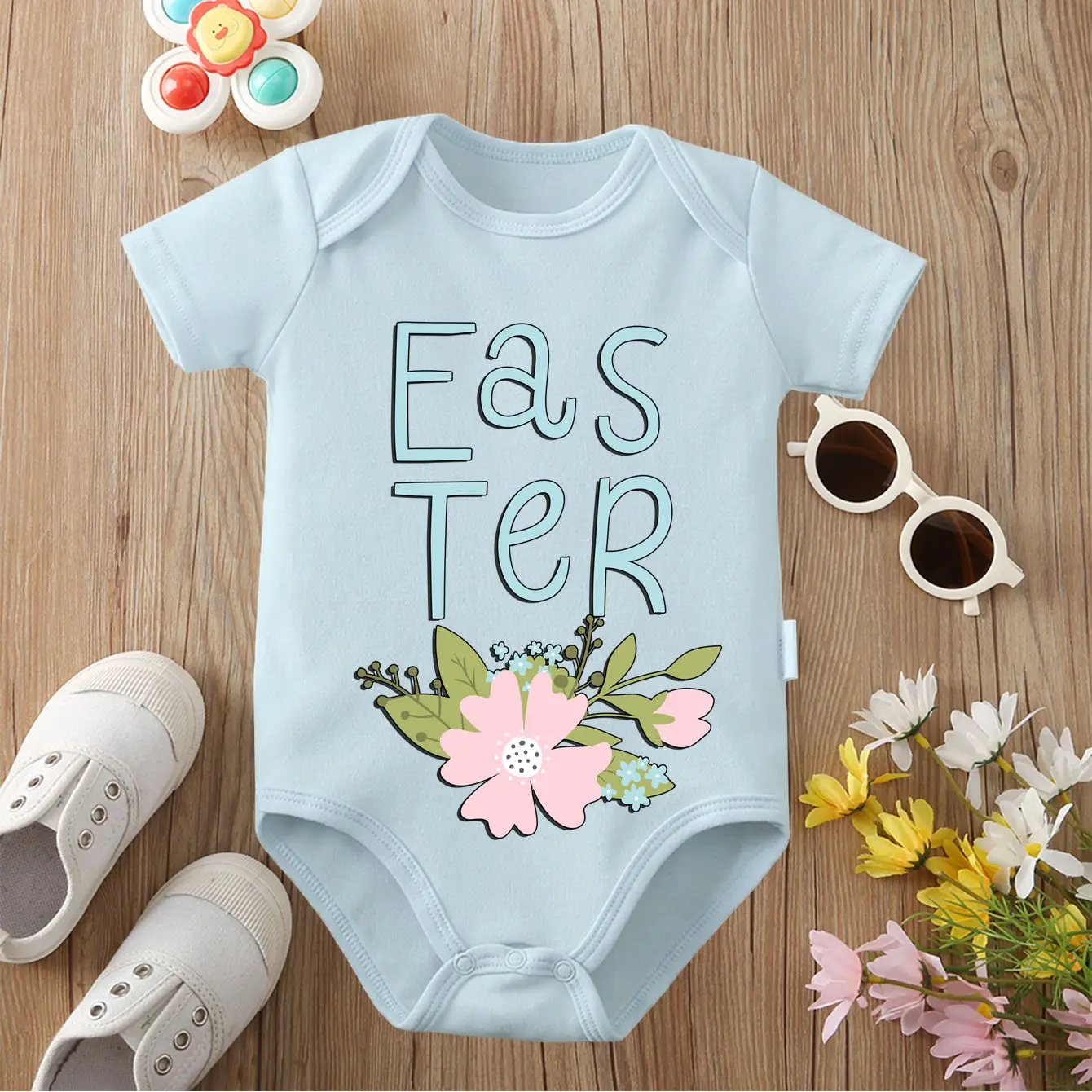 100% Cotton Bodysuit Cute Baby/ Happy Easter Print Onesie Comfortable Cloths for Baby Jumpsuit for 0 To 12 Months Newborn