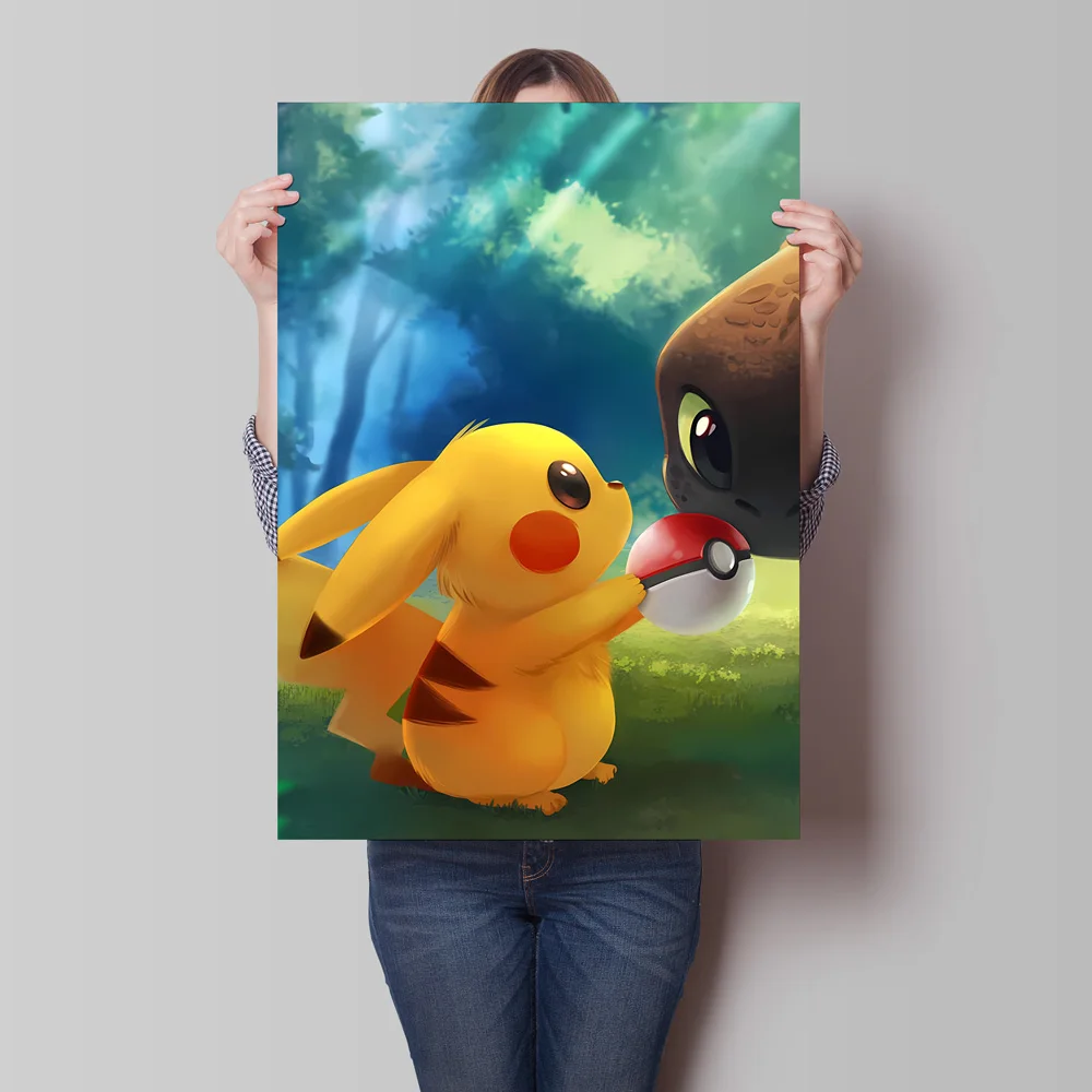Obrazy na płótnie Pokemon Pikachu, urocze plakaty anime, nowoczesne obrazy do salonu, obrazki z postaciami z kreskówek, dekoracje ścienne, prezenty