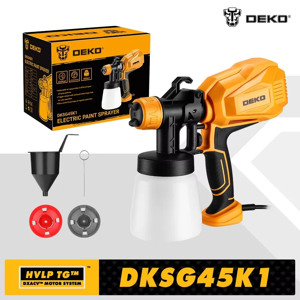 DEKO DKSG45K1 450W HIGH POWER HOME ELECTRIC SPRAY GUN  Auto Furniture Steel Coating Airbrush Household DIY