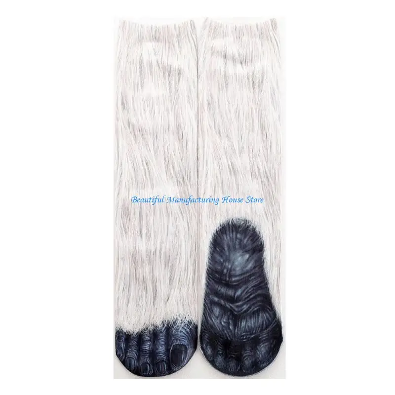 

E56A Funny Novelty Animal Paws Print Socks Animal Patterned Casual Party Middle Tube Socks Gag Gift for Women Men