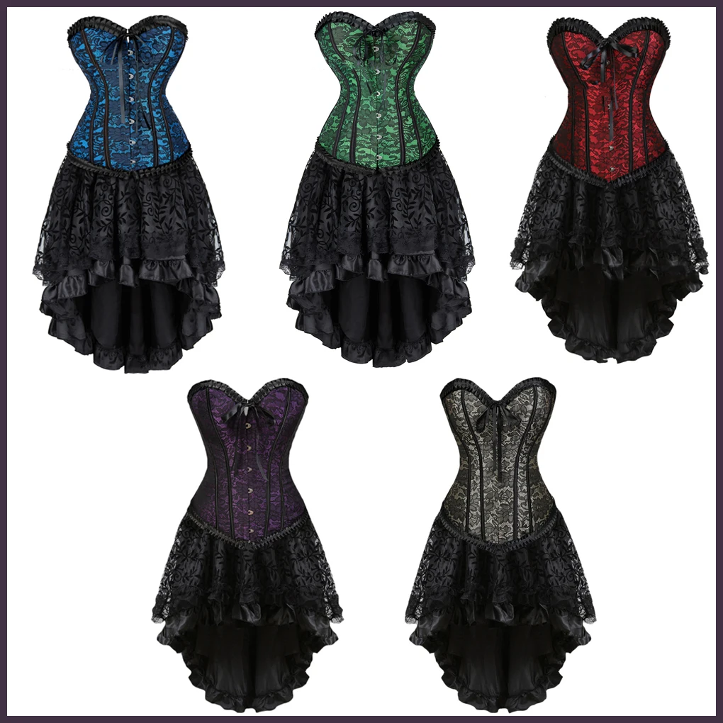 

2024NEW Gothic Victorian Corset For Woman Medieval Ghost Bride Cosplay Lace Dress Halloween Costumes Adults Punk Role Play Party