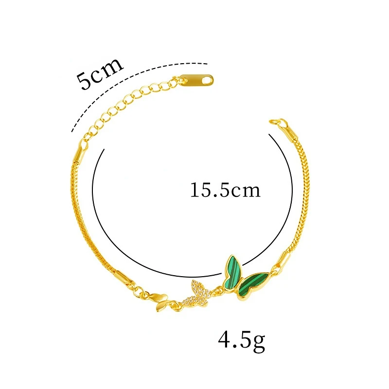 Genuine 14k Yellow Gold Color Butterfly Pendant Bracelet for Women Hand Chain Birthday Wedding Jewelry Gifts Free Shipping