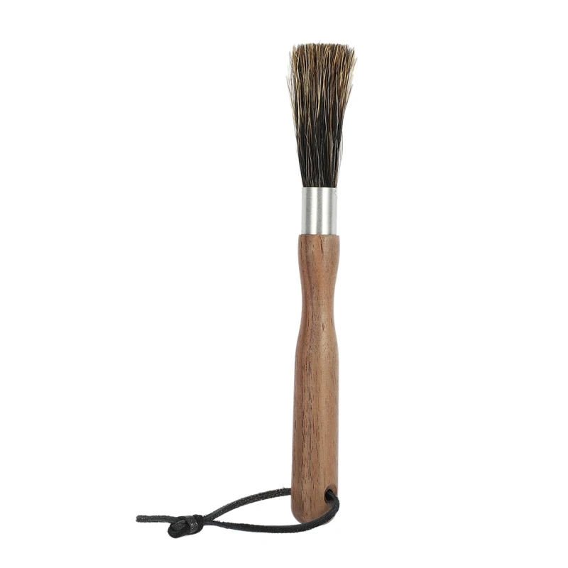 Moulin à café en poudre avec manche en bois, brosse pour machine à café, poils de over, époussetage, brosse à expresso pour Barista, 2 pièces