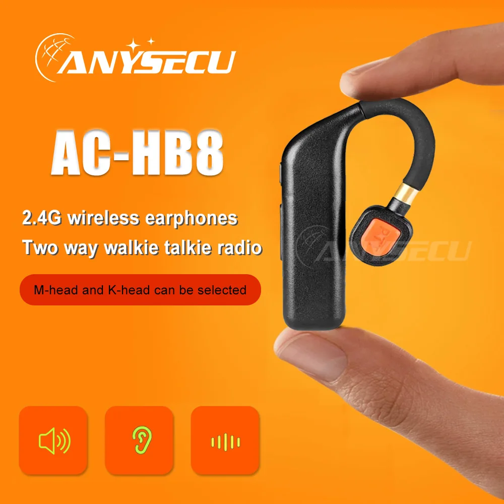

New Earphone ANYSECU AC-BH8 Wireless Noise-cancelling Earphone For Walkie Talkie Sports Earhook Wireless Headphones