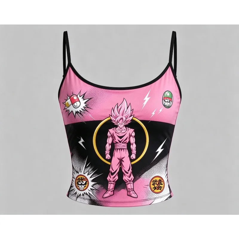 Dragon Ball Vegeta Super Saiyan Vest Tank Top Anime Print Breathable Sportswear Women Streetwear