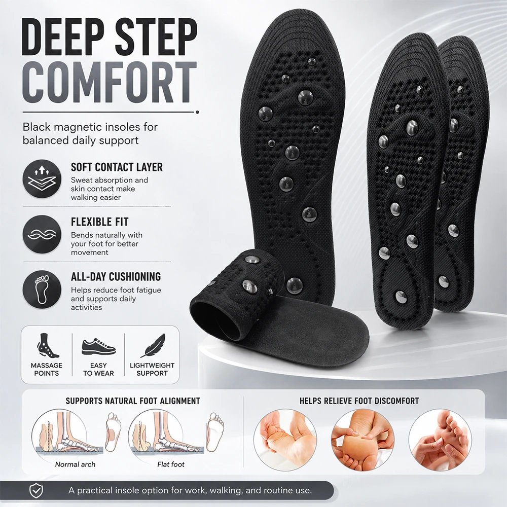Men Women Acupressure Insoles Magnetic Therapy Foot Massage Sports Cushion Non Slip Comfort Relaxation Foot Care Health Aid