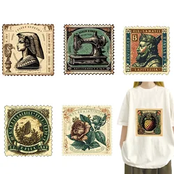 Retro stamps from Europe and America DTF Thermo Sticker Decals Heat Transfer On Clothes Iron On Patch For Hoodies Press Printing