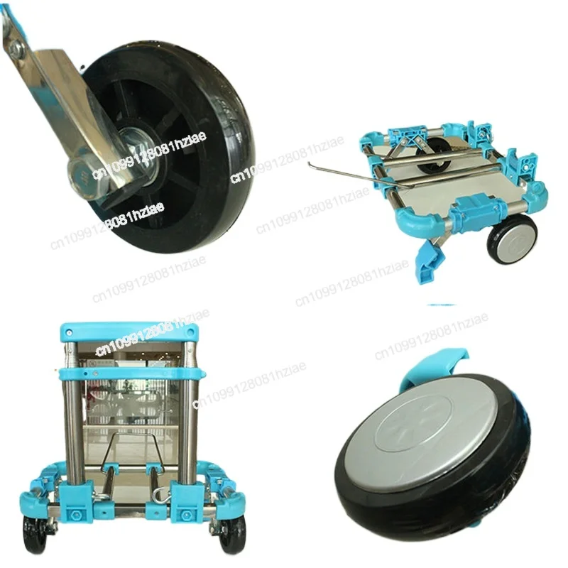 

Складная тележка для багажа, легкая алюминиевая складная портативная складная тележка-тележка для путешествий, складная тележка для покупок, 2-колесная